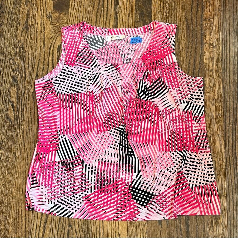 Jones Studio Separates Pink Tank Top Blouse Work Office Abstract Women's 1X